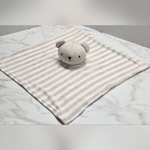 Rabbit+Bear Emilv and Oliver Organic TAN Bear Stripe Security Blanket Lovey